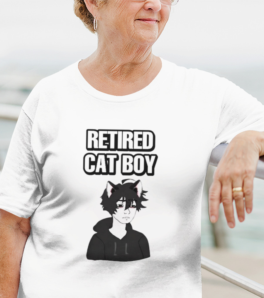 RETired Cat Boy With Black Hoodie And Cat Ears T-Shirt