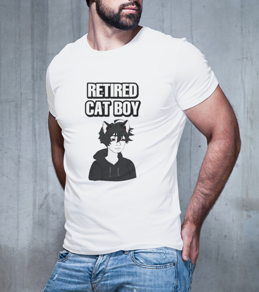 RETired Cat Boy With Black Hoodie And Cat Ears T-Shirt