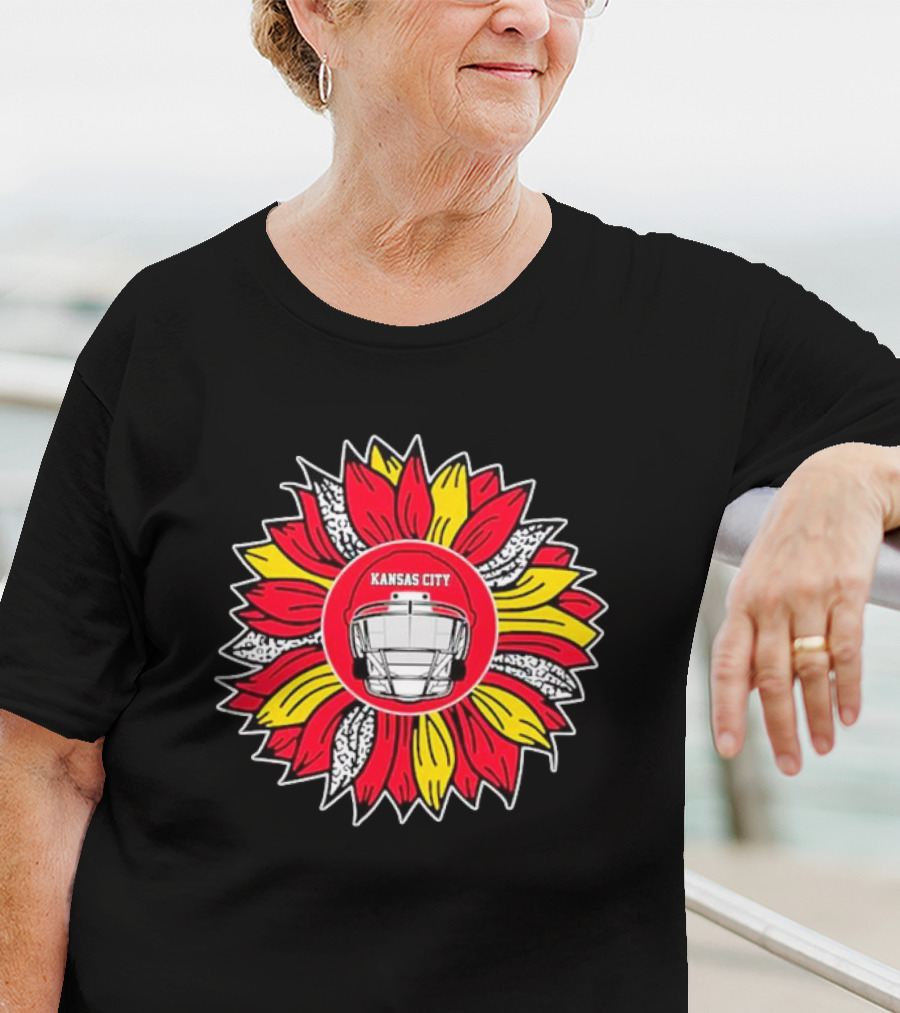 Kansas City Chiefs Sunflower Football Helmet T-Shirt