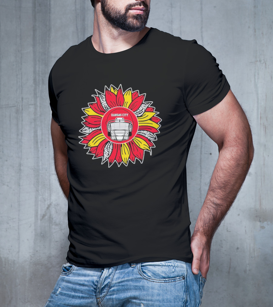 Kansas City Chiefs Sunflower Football Helmet T-Shirt