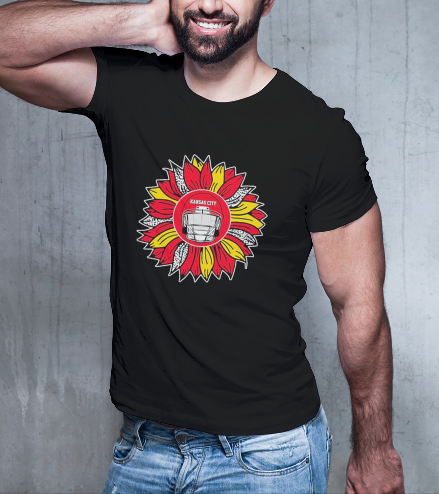 Kansas City Chiefs Sunflower Football Helmet T-Shirt
