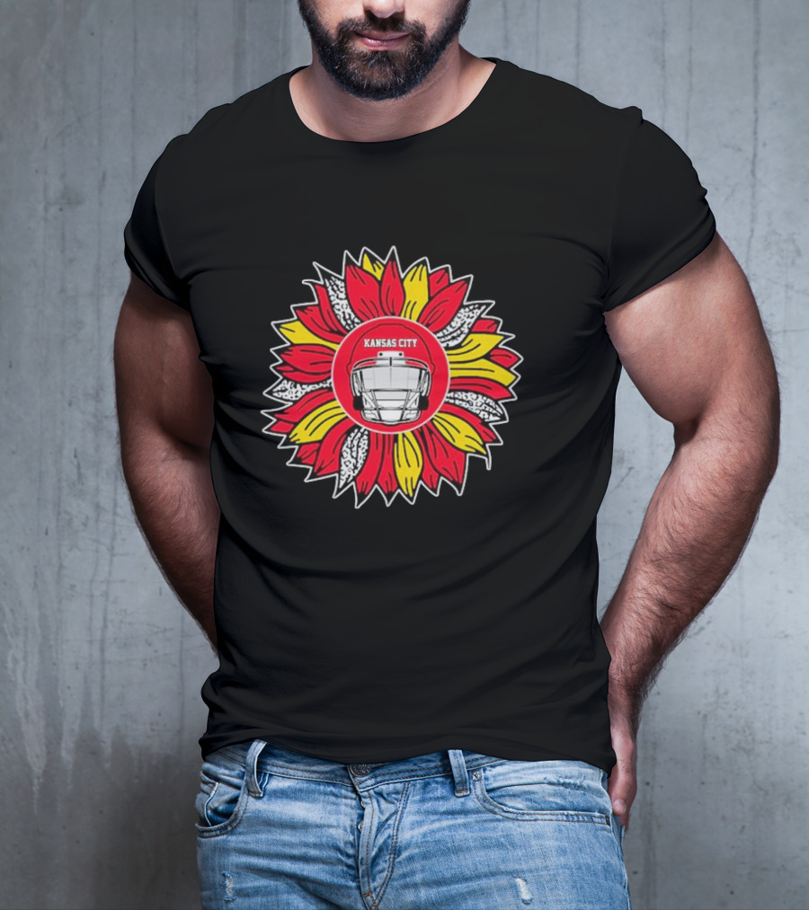 Kansas City Chiefs Sunflower Football Helmet T-Shirt