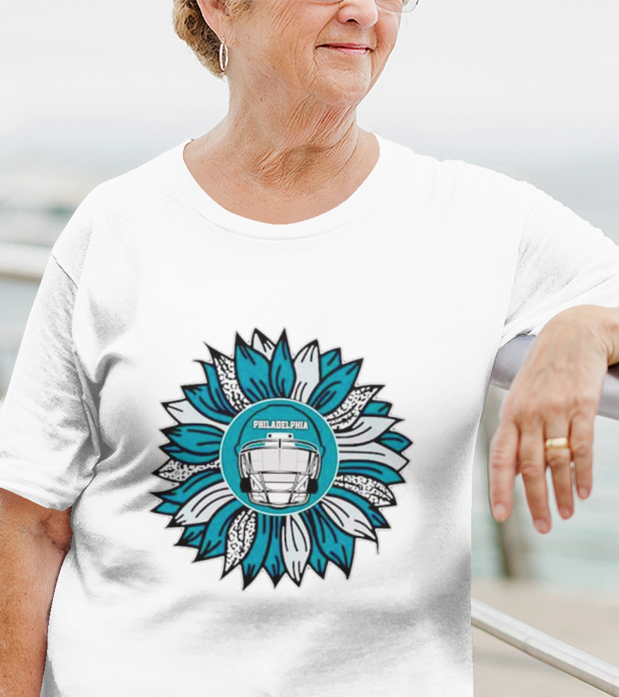 Philadelphia Eagles Football Helmet Sunflower T-Shirt