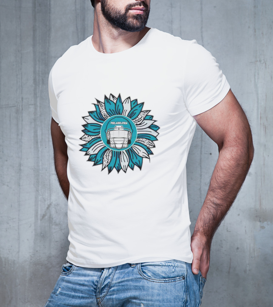 Philadelphia Eagles Football Helmet Sunflower T-Shirt