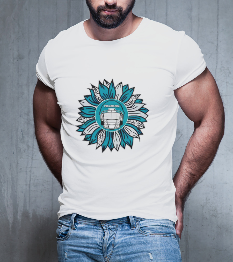 Philadelphia Eagles Football Helmet Sunflower T-Shirt