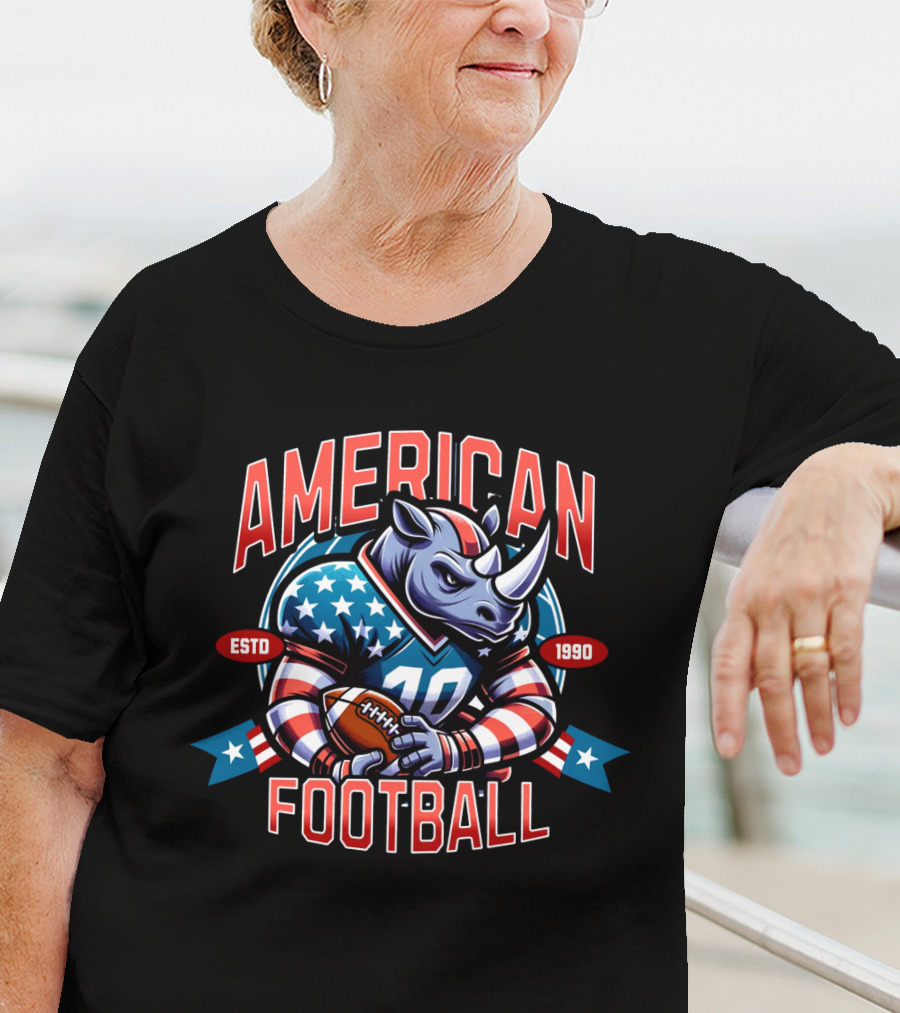 American Football Rhino Mascot ESTD 1990 T-Shirt