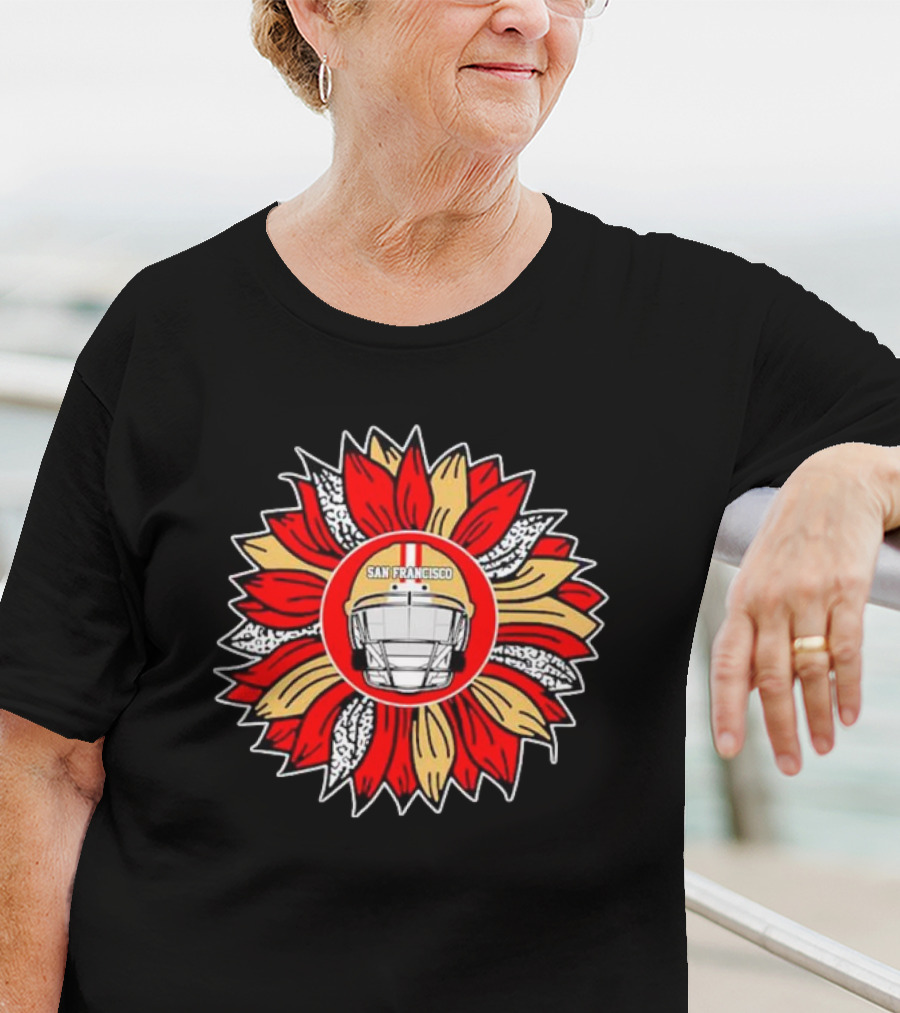 San Francisco 49ers Football Helmet Sunflower T-Shirt