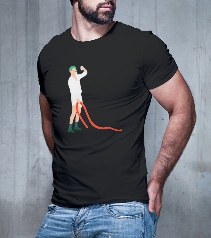 Septic Engineer Drunk Holding Hose Cartoon With Green Hat And Boots T-Shirt