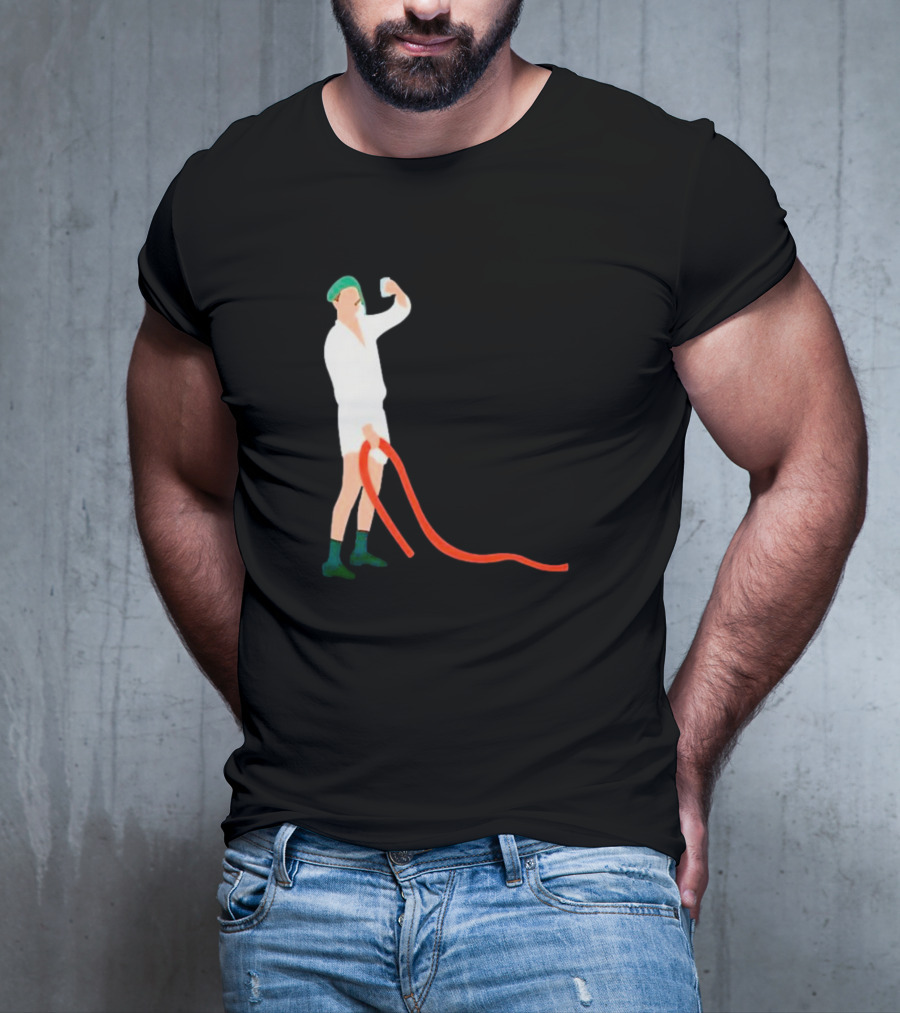 Septic Engineer Drunk Holding Hose Cartoon With Green Hat And Boots T-Shirt