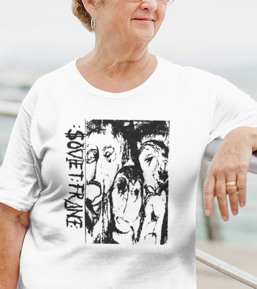 Zoviet France Distorted Faces Monochrome T-Shirt