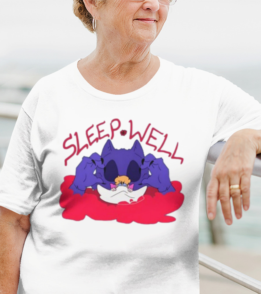Sleep Well Monster Cartoon Creature Holding Tiny Figure T-Shirt