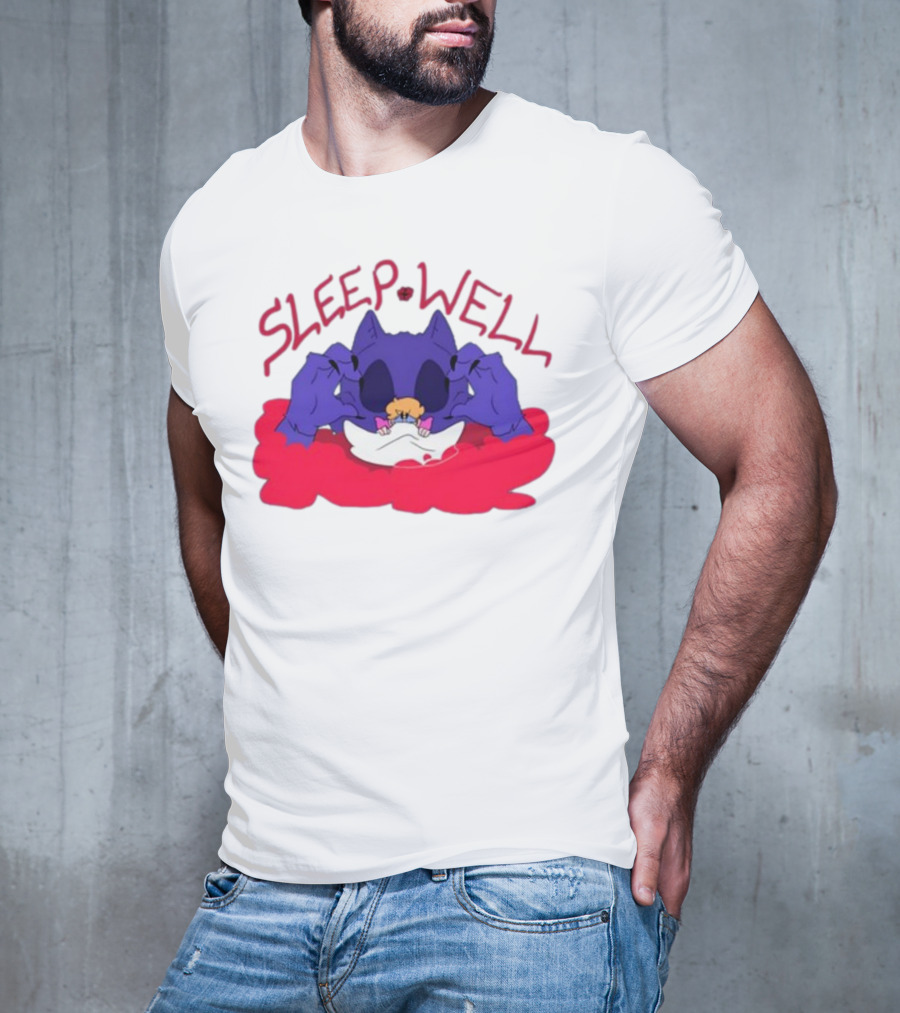 Sleep Well Monster Cartoon Creature Holding Tiny Figure T-Shirt
