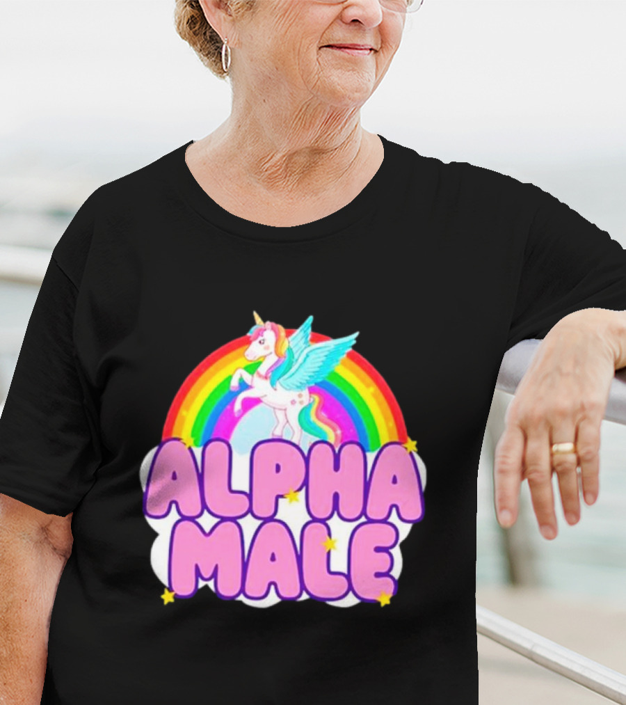 Alpha Male Unicorn Rainbow Cloud T-Shirt
