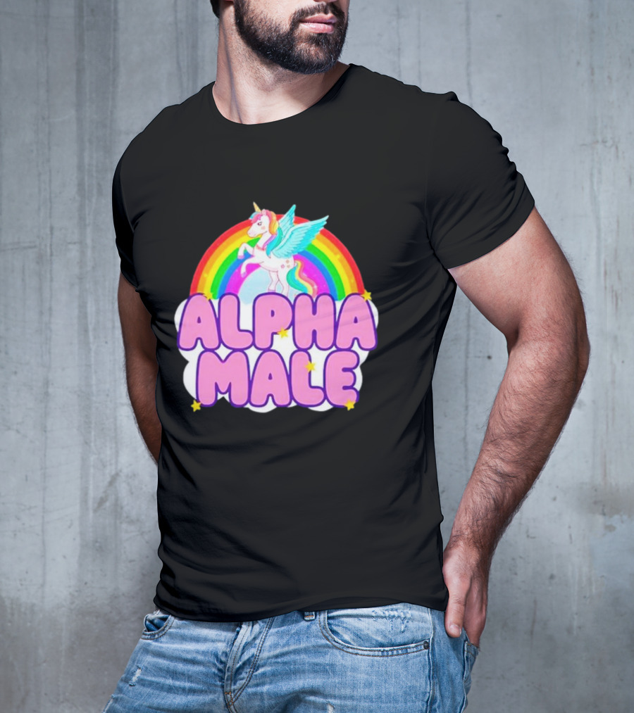Alpha Male Unicorn Rainbow Cloud T-Shirt