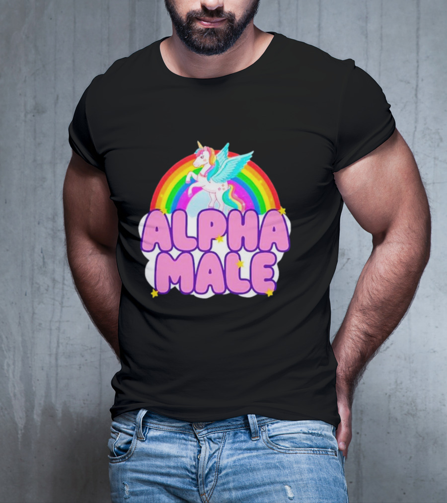Alpha Male Unicorn Rainbow Cloud T-Shirt