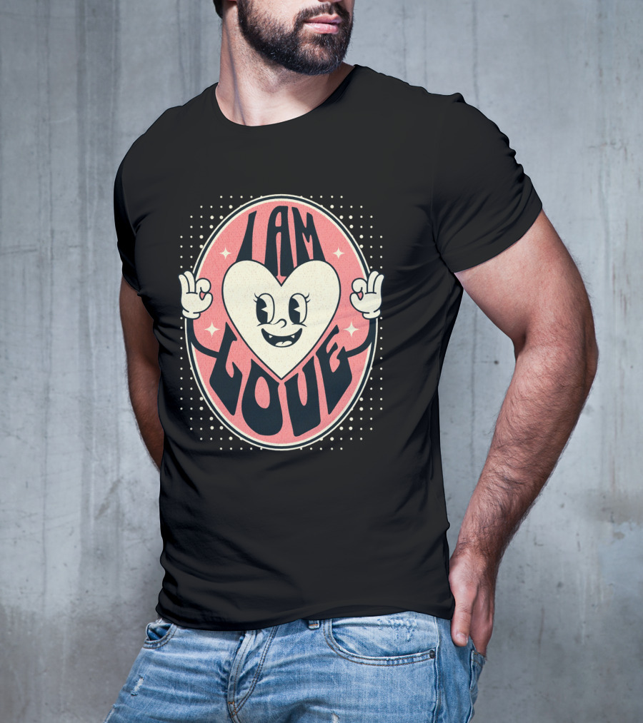 I Am Love Retro Heart Character Valentine's Day T-Shirt