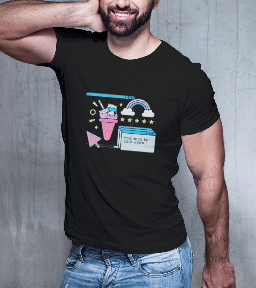 You Need To Cool Down Retro Pastel Ice Cream And Rainbow Aesthetic T-Shirt