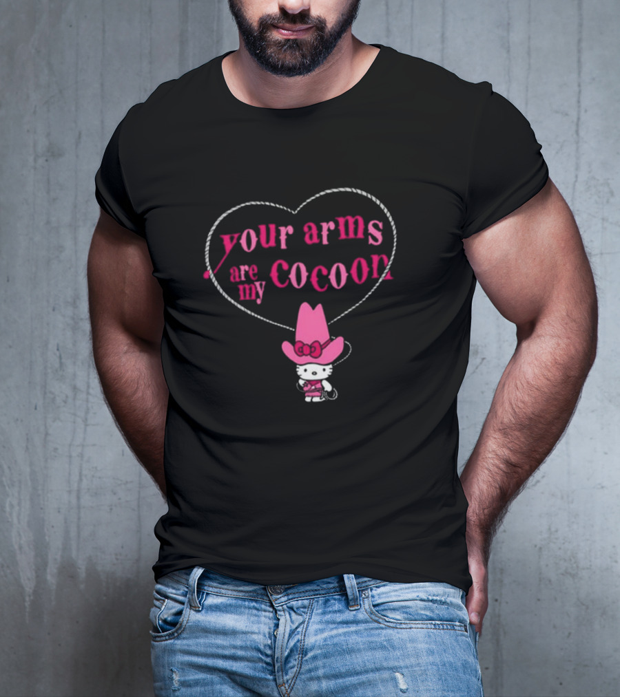 Your Arms Are My Cocoon Hello Kitty Cowboy Hat Heart Rope T-Shirt