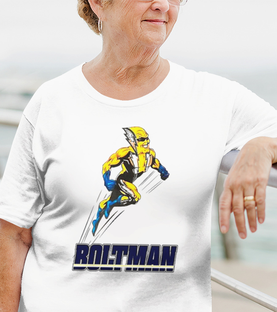 Boltman Superhero Speedster Art Yellow And Blue T-Shirt