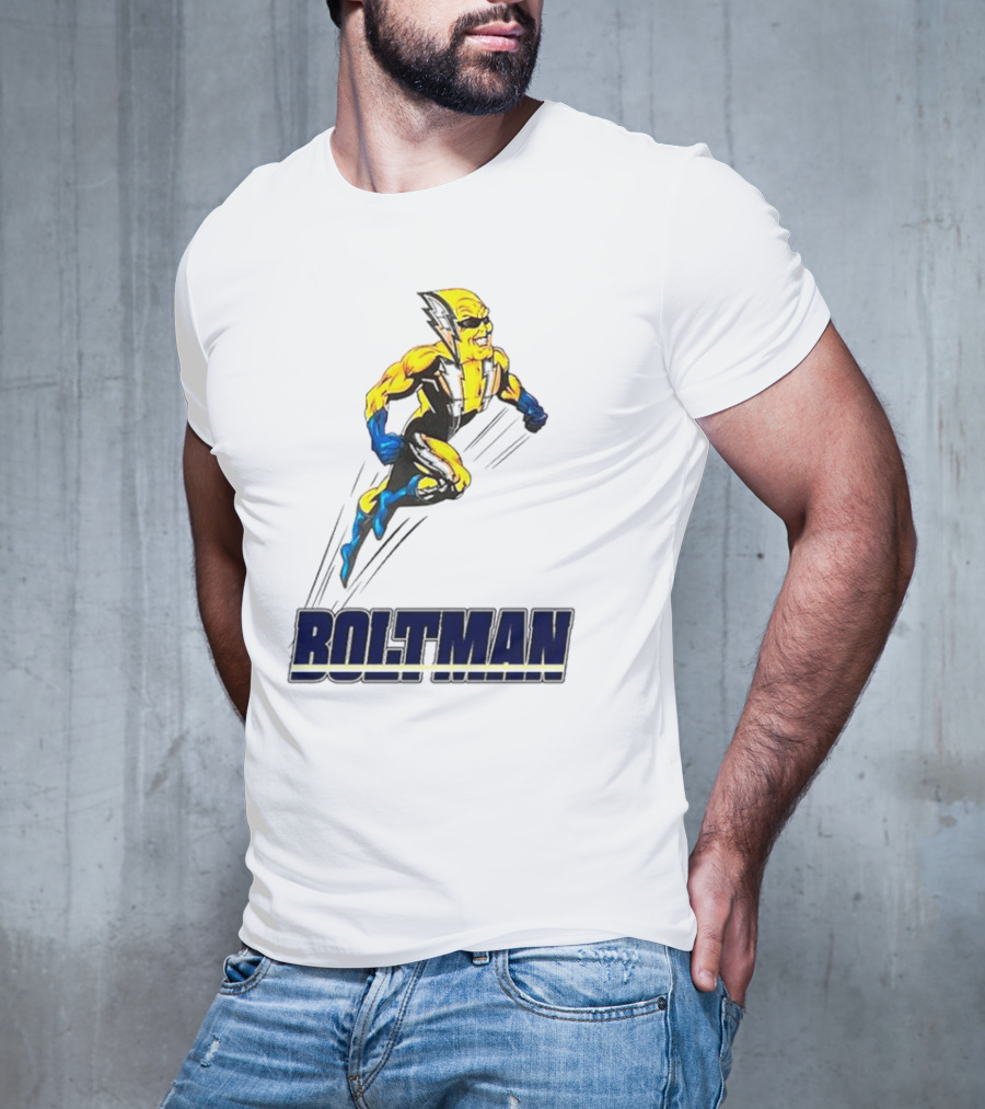 Boltman Superhero Speedster Art Yellow And Blue T-Shirt