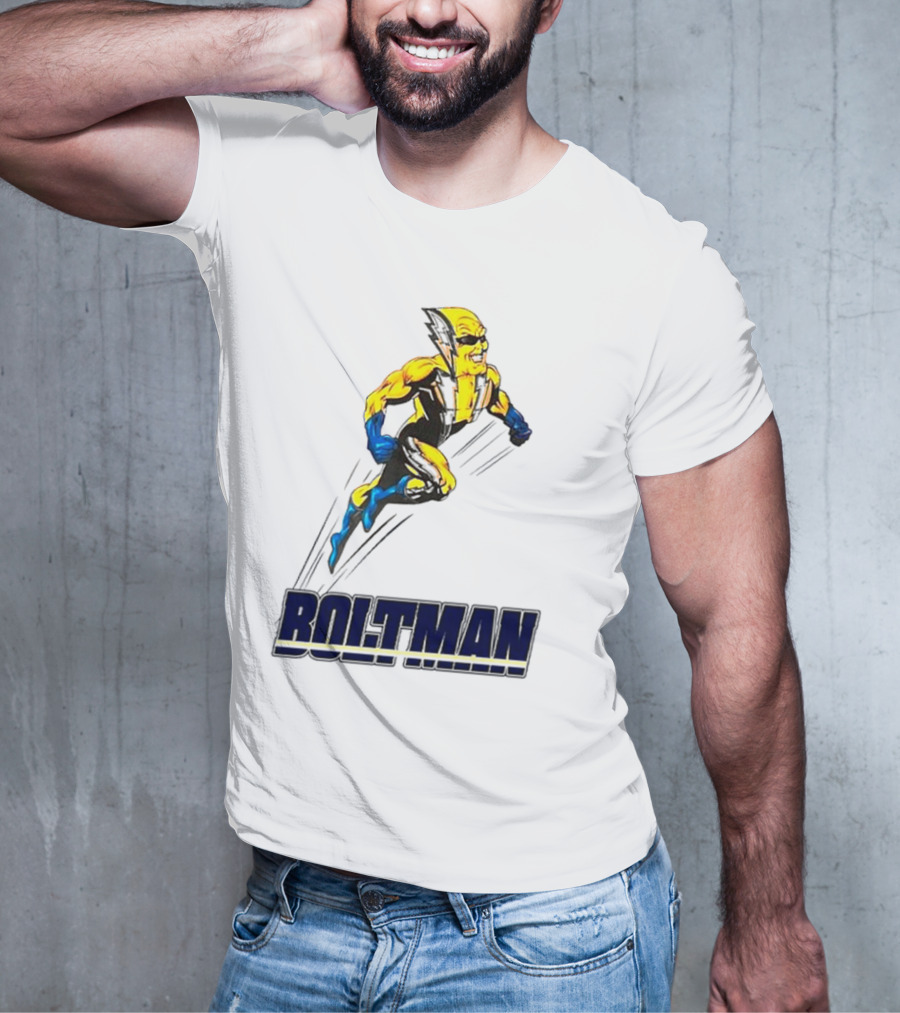 Boltman Superhero Speedster Art Yellow And Blue T-Shirt