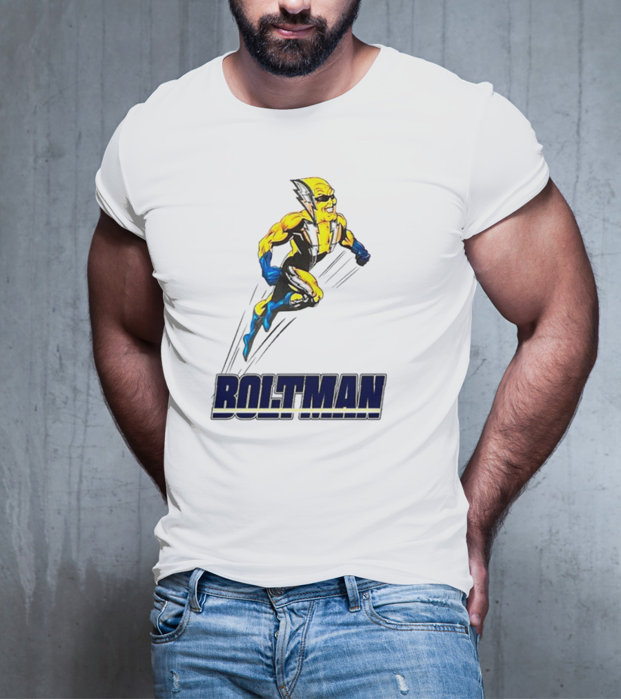 Boltman Superhero Speedster Art Yellow And Blue T-Shirt