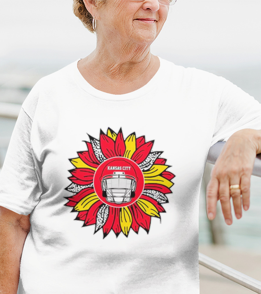 Kansas City Chiefs Football Helmet Sunflower T-Shirt
