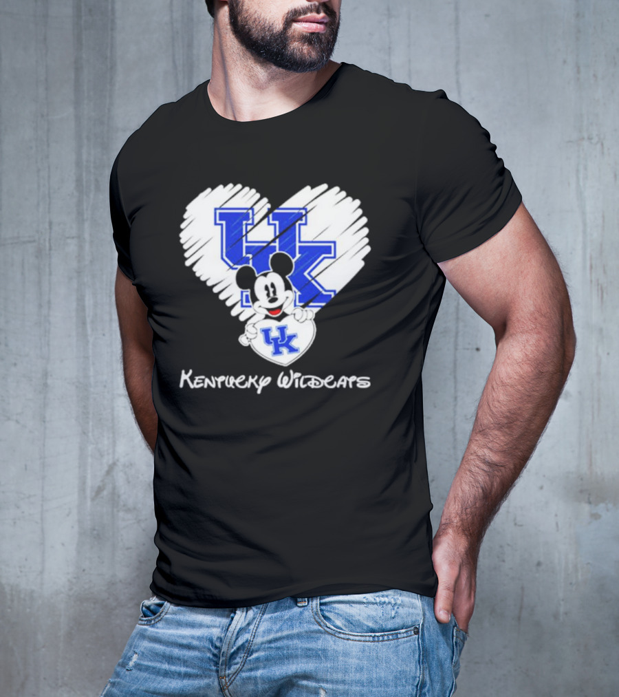 Kentucky Wildcats Heart With Mickey Mouse UK T-Shirt