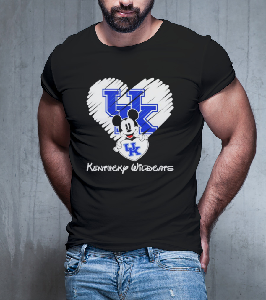 Kentucky Wildcats Heart With Mickey Mouse UK T-Shirt