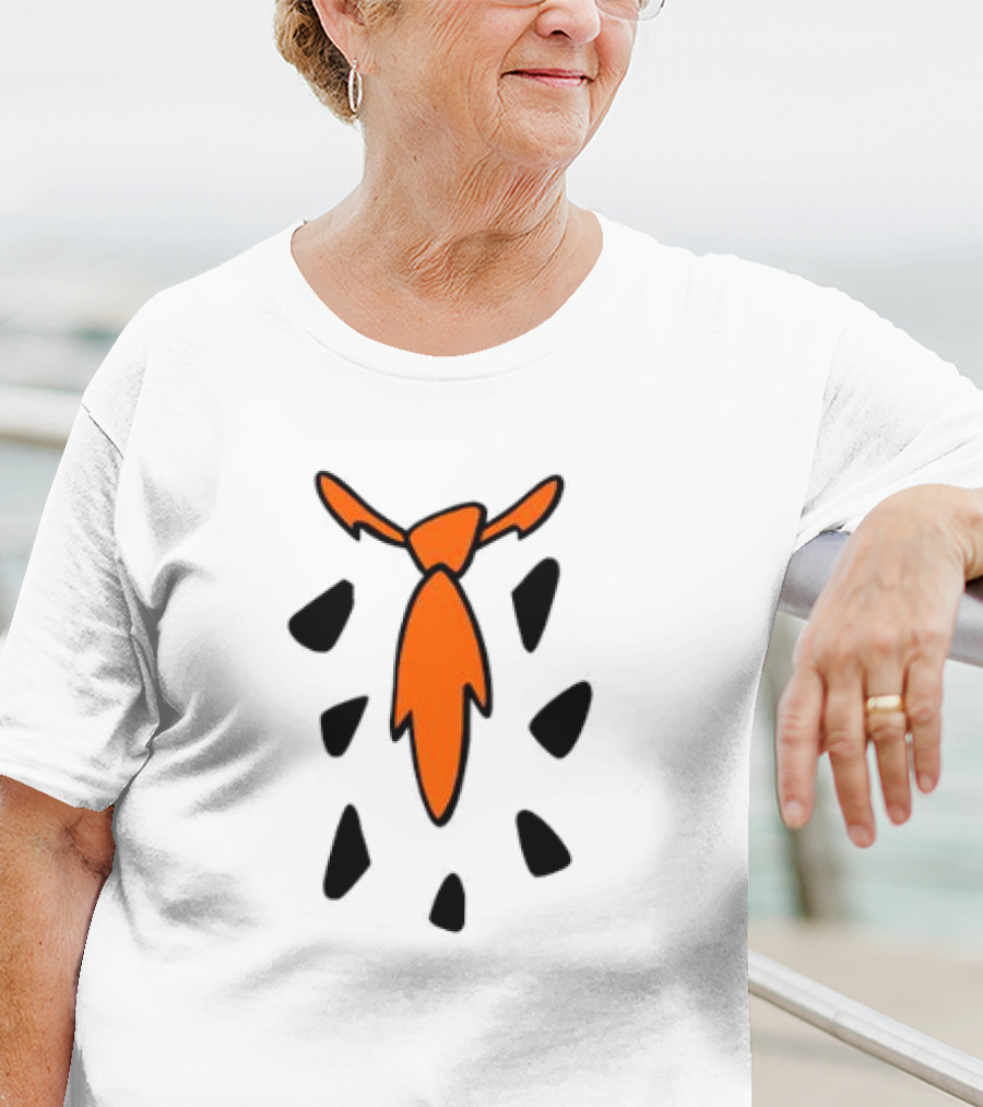 Fred Flintstone Costume Tie With Orange And Black T-Shirt