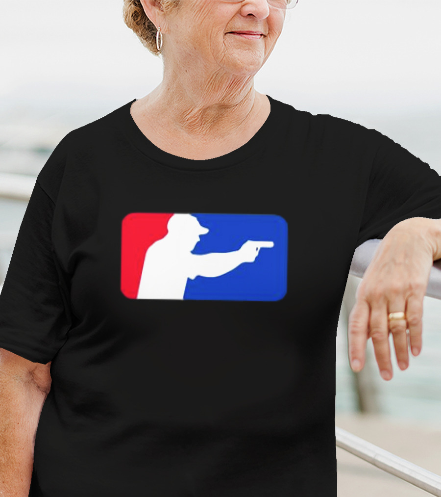 Major League Shooter Silhouette In Red White And Blue Rectangle T-Shirt