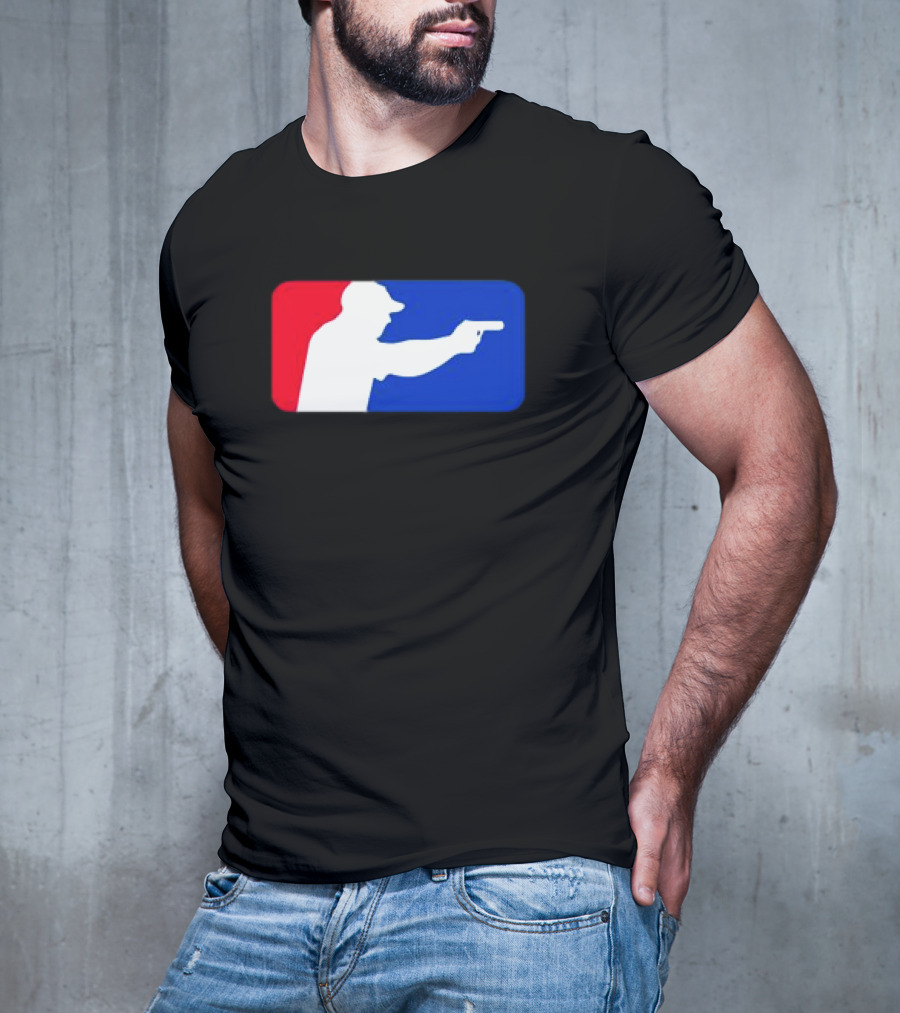 Major League Shooter Silhouette In Red White And Blue Rectangle T-Shirt