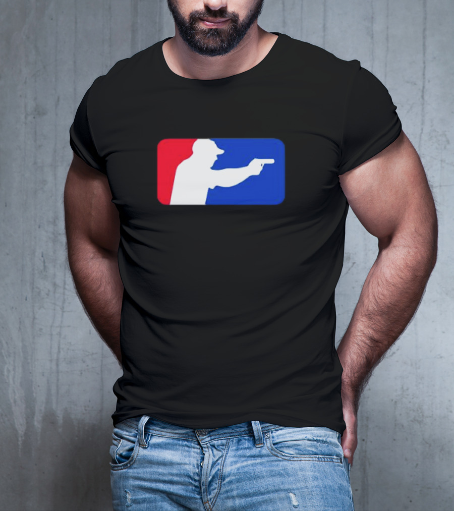 Major League Shooter Silhouette In Red White And Blue Rectangle T-Shirt