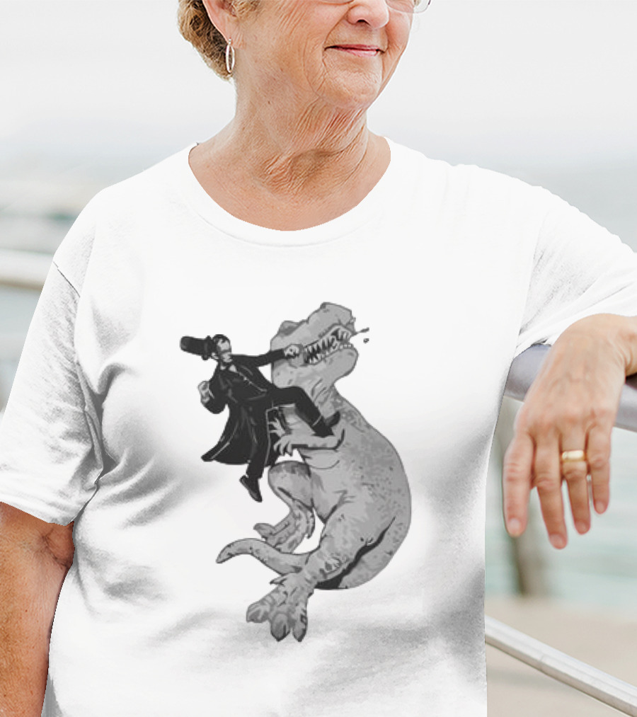 Punching ARex Like A Boss Victorian Gentleman Fighting Dinosaur T-Shirt