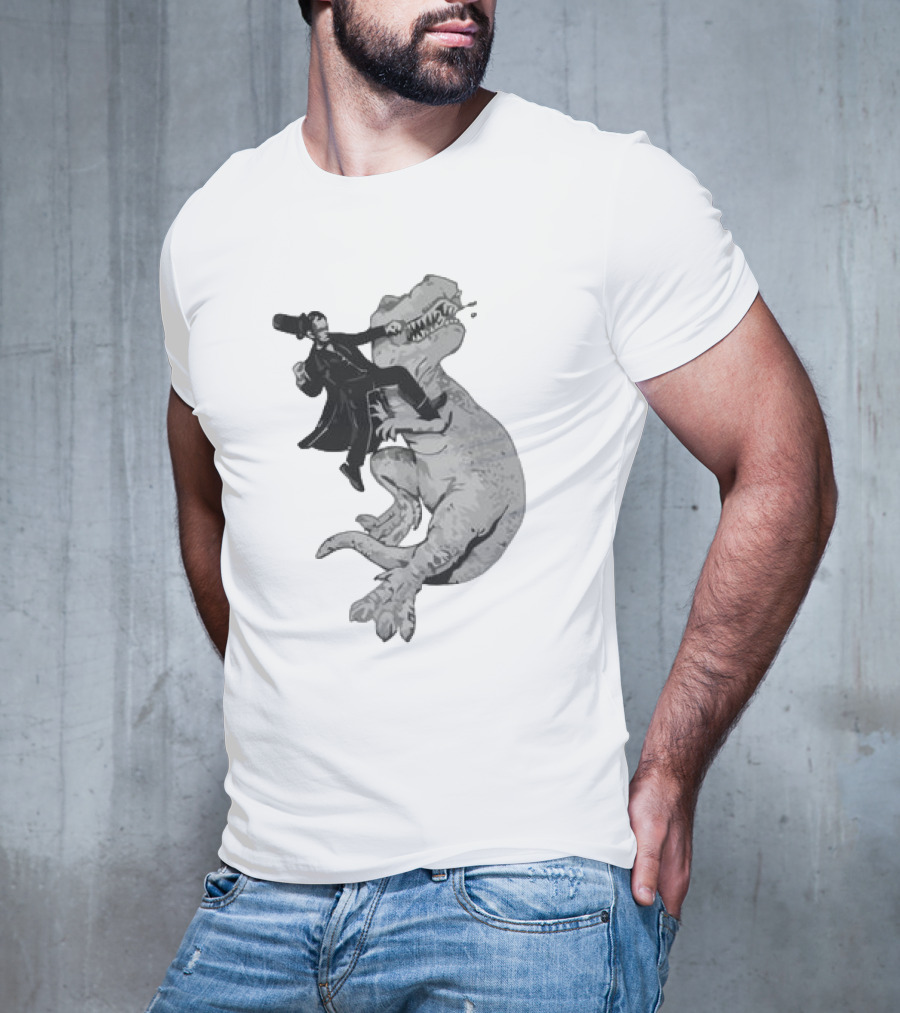 Punching ARex Like A Boss Victorian Gentleman Fighting Dinosaur T-Shirt