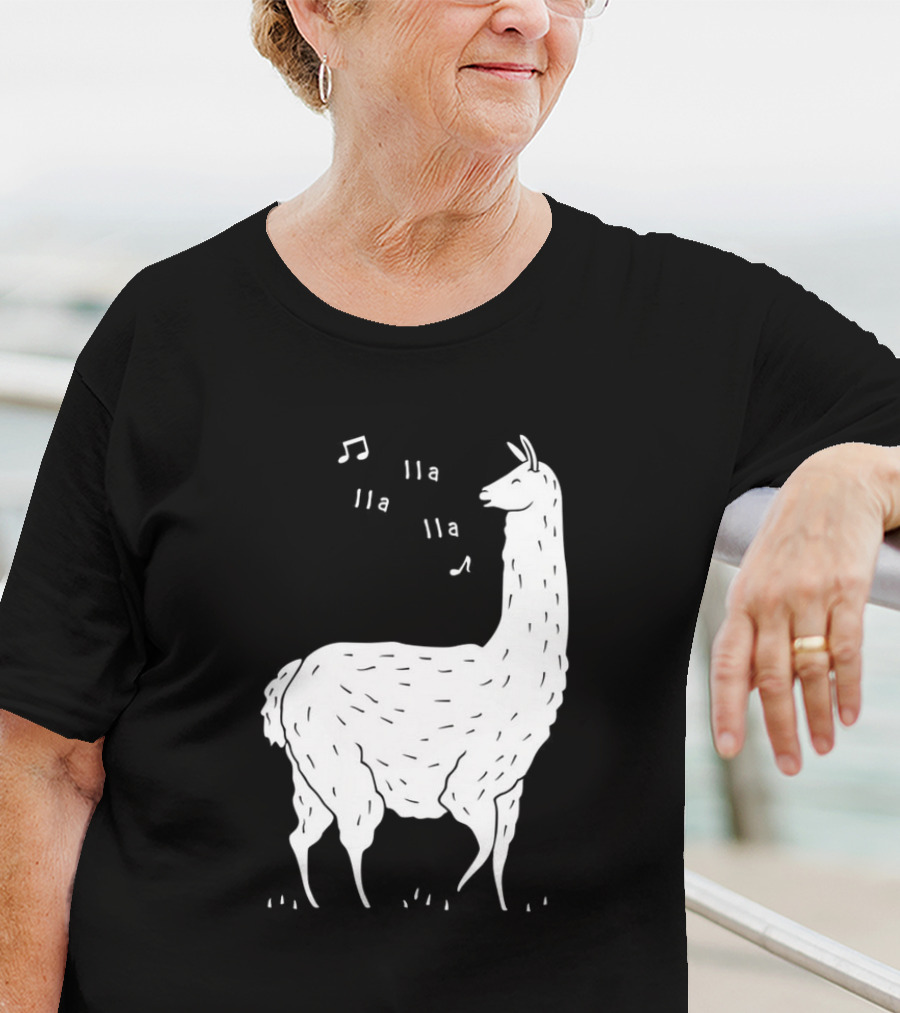 LLAMAS AND MUSICAL NOTES LLA LLA SONG OF THE LLAMA T-Shirt