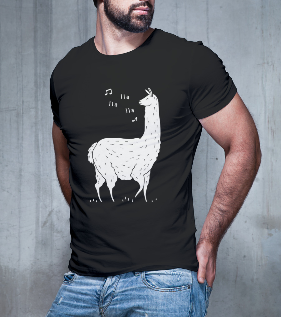 LLAMAS AND MUSICAL NOTES LLA LLA SONG OF THE LLAMA T-Shirt