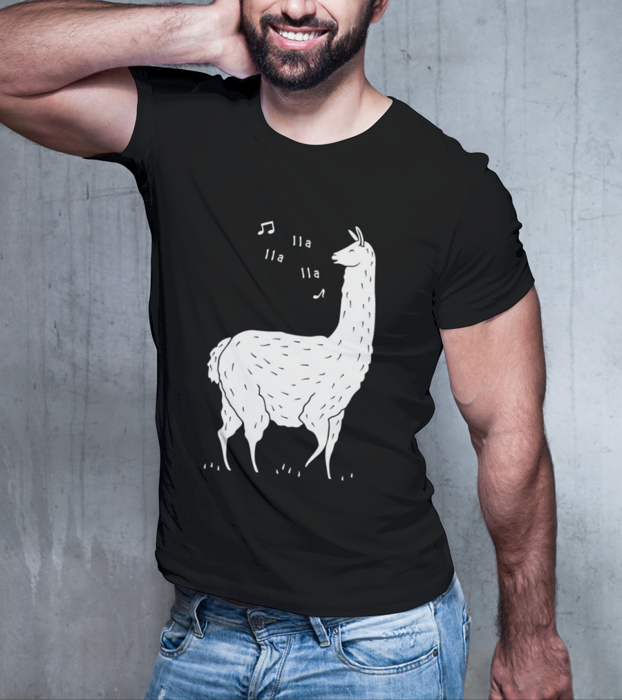 LLAMAS AND MUSICAL NOTES LLA LLA SONG OF THE LLAMA T-Shirt