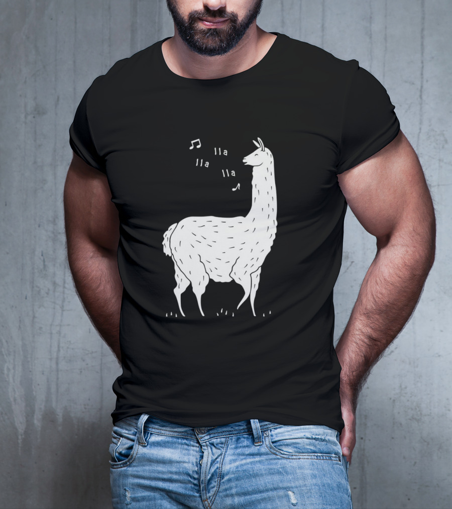 LLAMAS AND MUSICAL NOTES LLA LLA SONG OF THE LLAMA T-Shirt