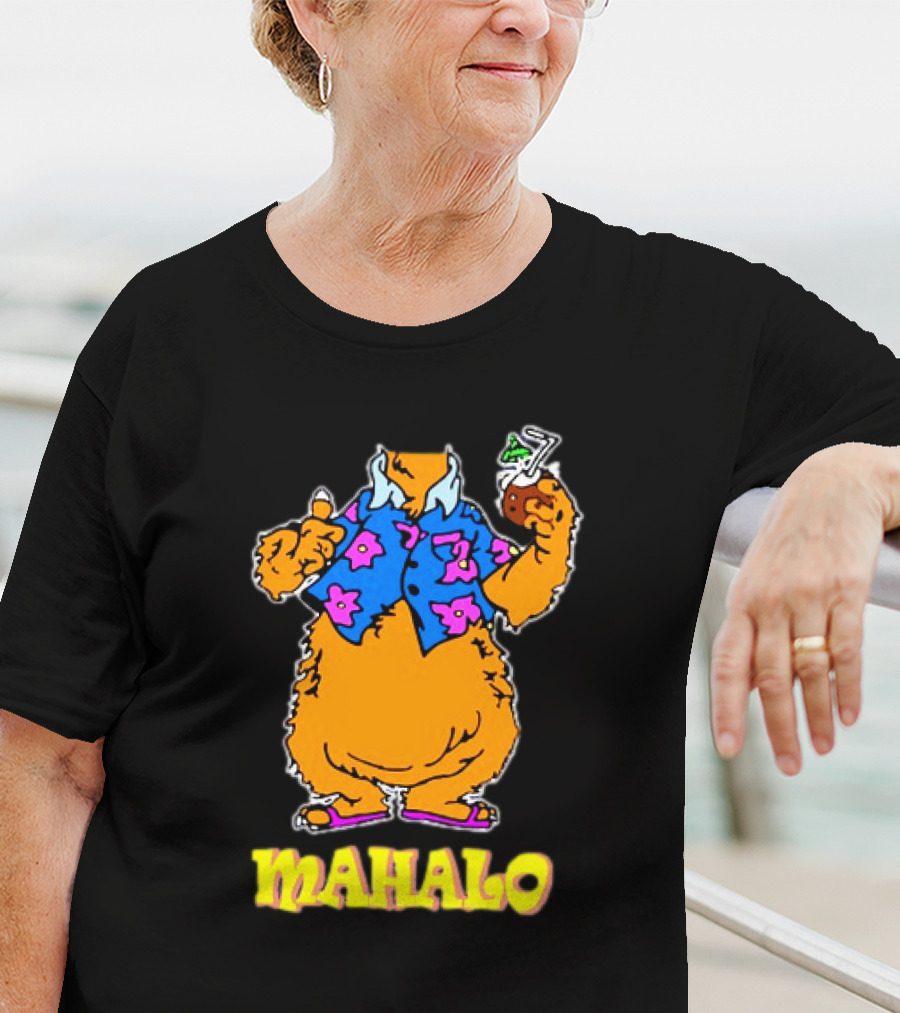 Tammy Mahalo Tropical Bear In Hawaiian Shirt With Drink T-Shirt