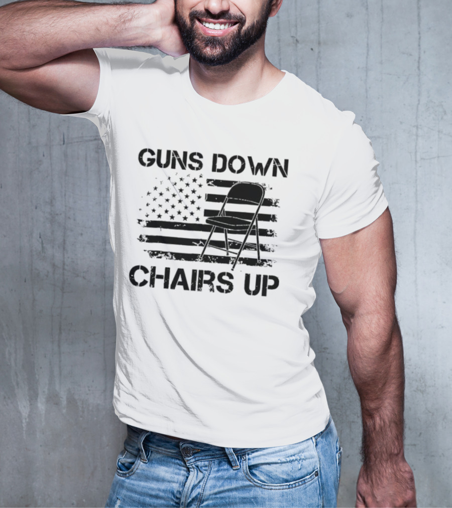Guns Down Chairs Up American Flag Folding Chair T-Shirt
