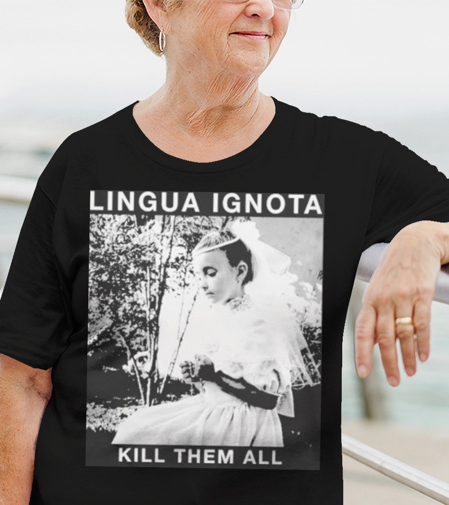 LINGUA IGNOTA KILL THEM ALL Veiled Bride Prayerful Pose T-Shirt