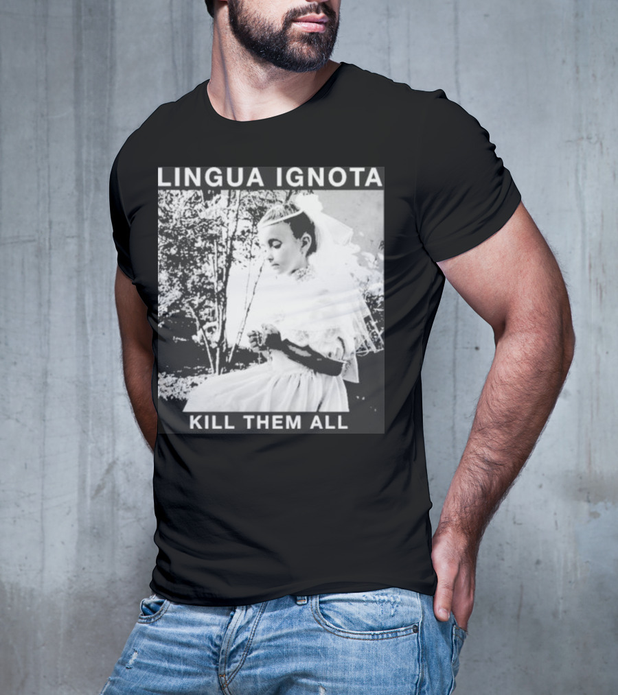 LINGUA IGNOTA KILL THEM ALL Veiled Bride Prayerful Pose T-Shirt