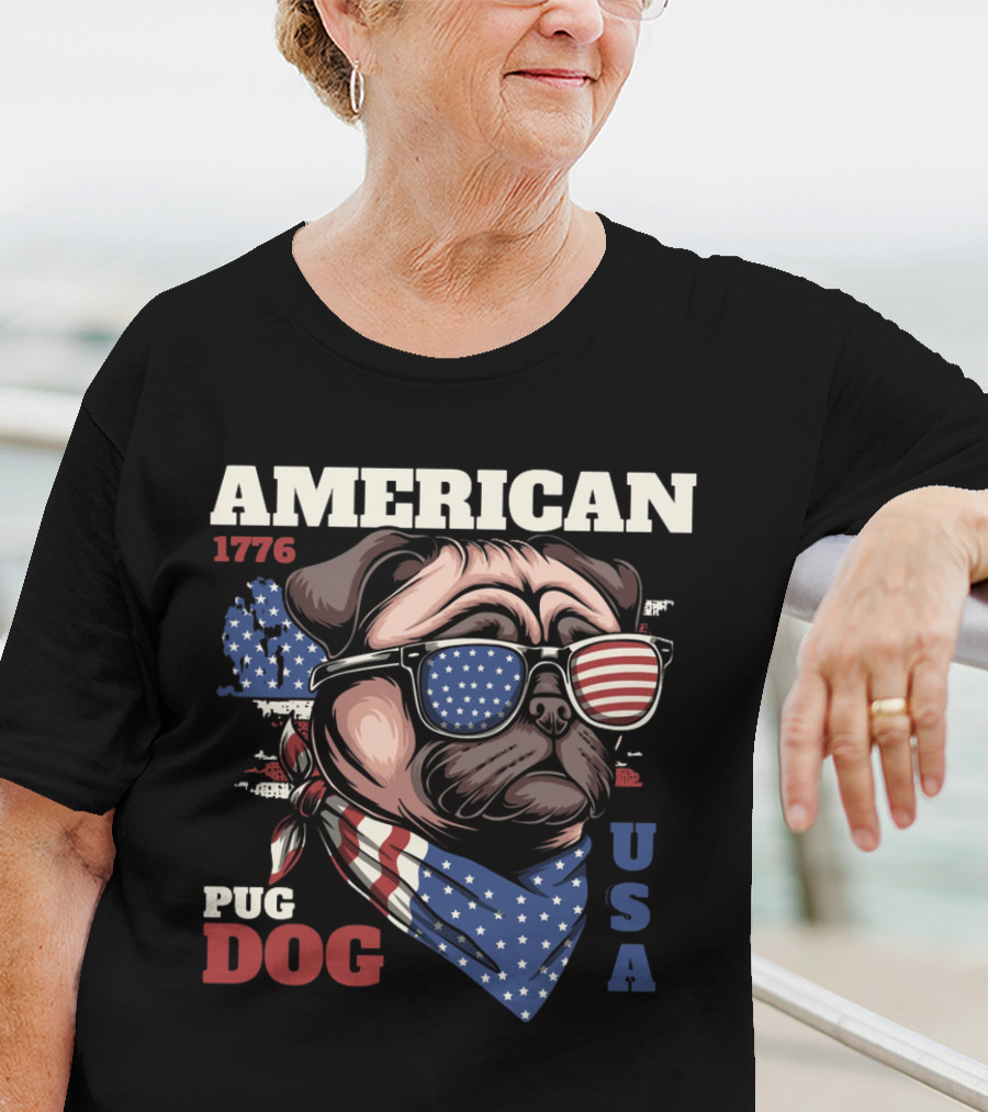 AMERICAN PUG DOG 1776 USA T-Shirt