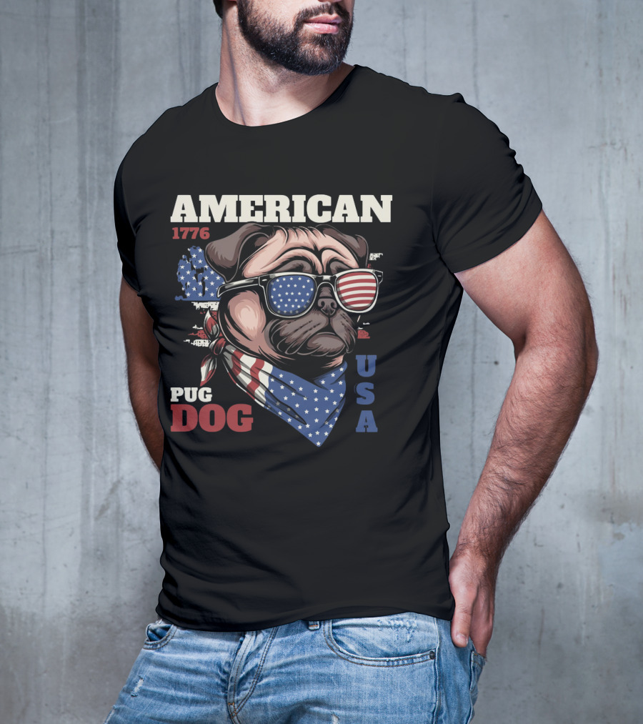 AMERICAN PUG DOG 1776 USA T-Shirt