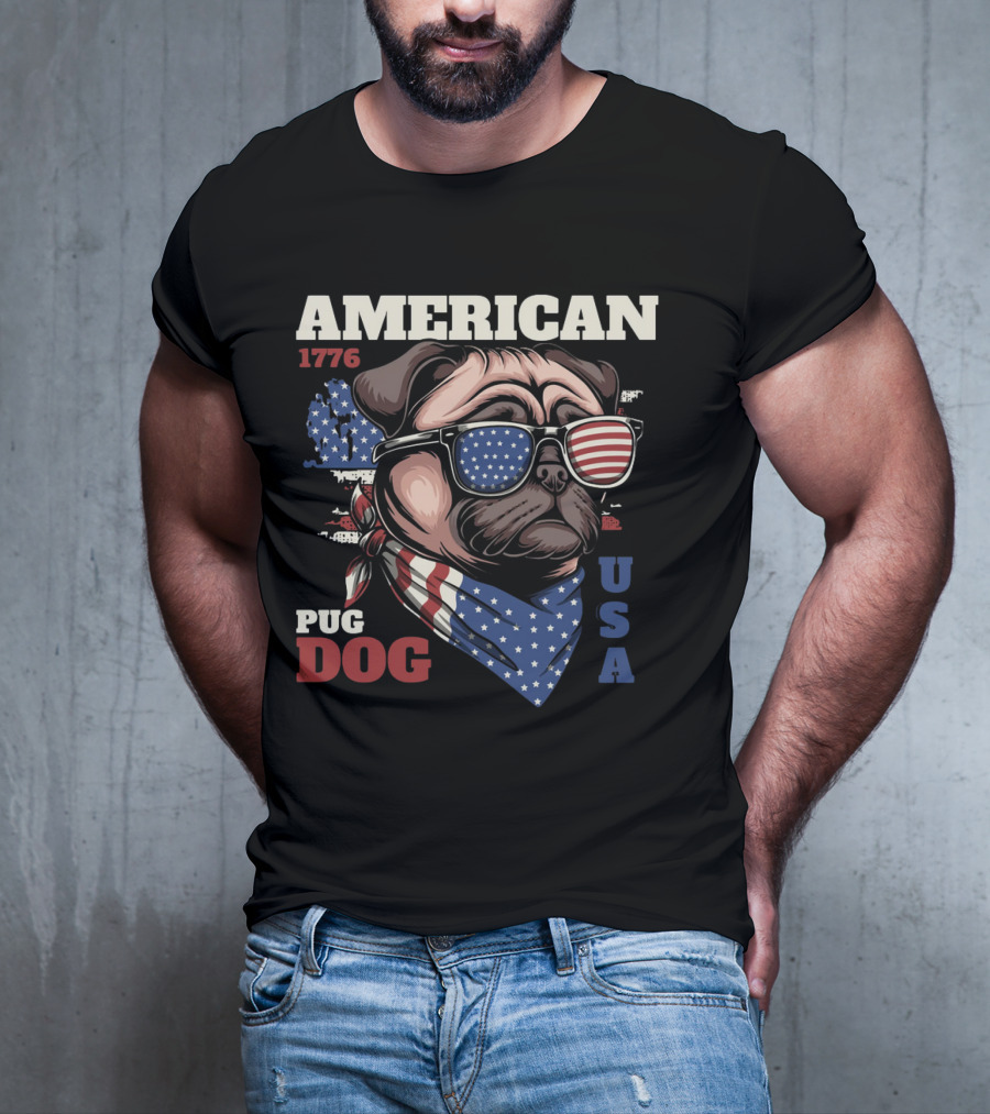 AMERICAN PUG DOG 1776 USA T-Shirt