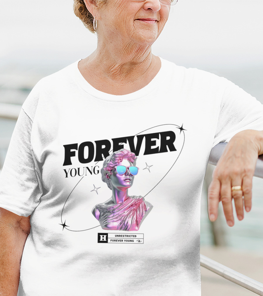 Forever Young Unrestricted Statue With Sunglasses T-Shirt