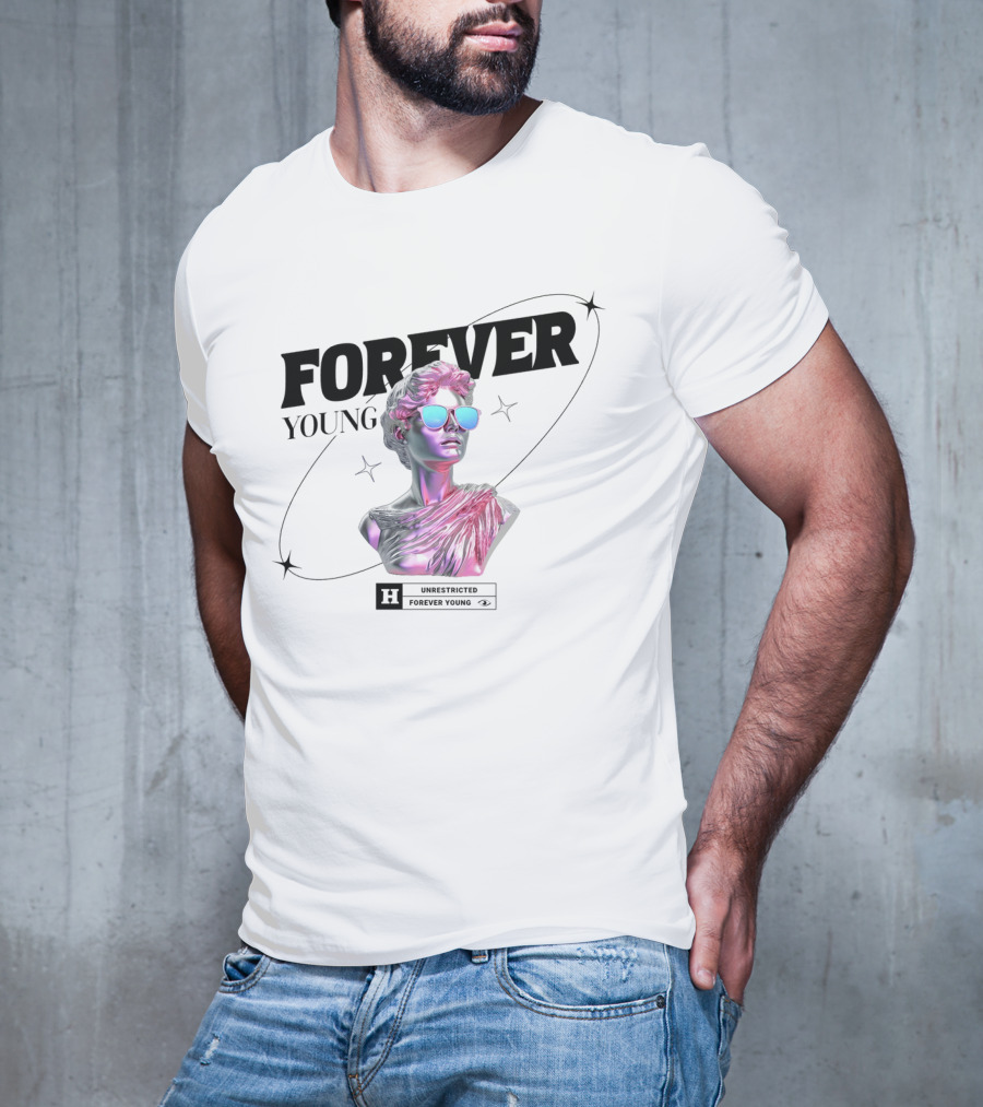 Forever Young Unrestricted Statue With Sunglasses T-Shirt