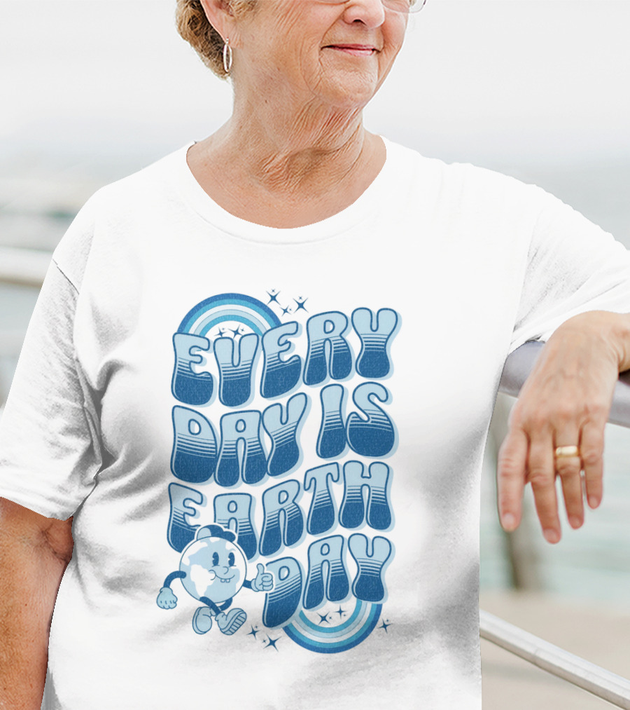 Every Day Is Earth Day Cartoon Planet T-Shirt