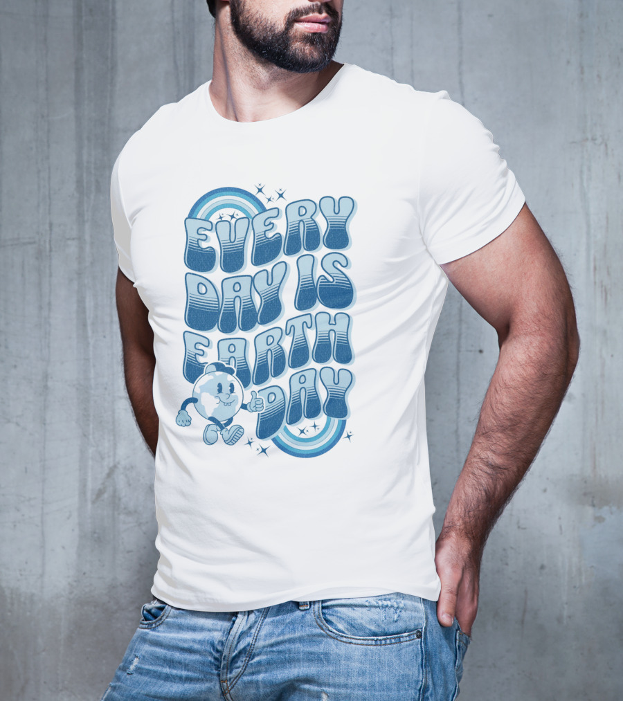 Every Day Is Earth Day Cartoon Planet T-Shirt
